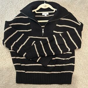 Women's Evereve Gigi Quarter Zip Striped Pullover Sweater - size Small